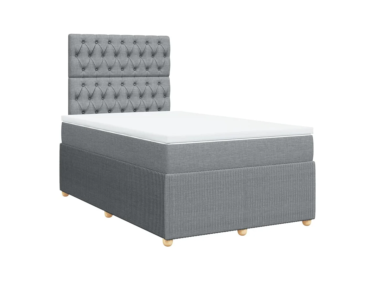 Cama boxspring com colchão 120x190 cm tecido cinzento-claro