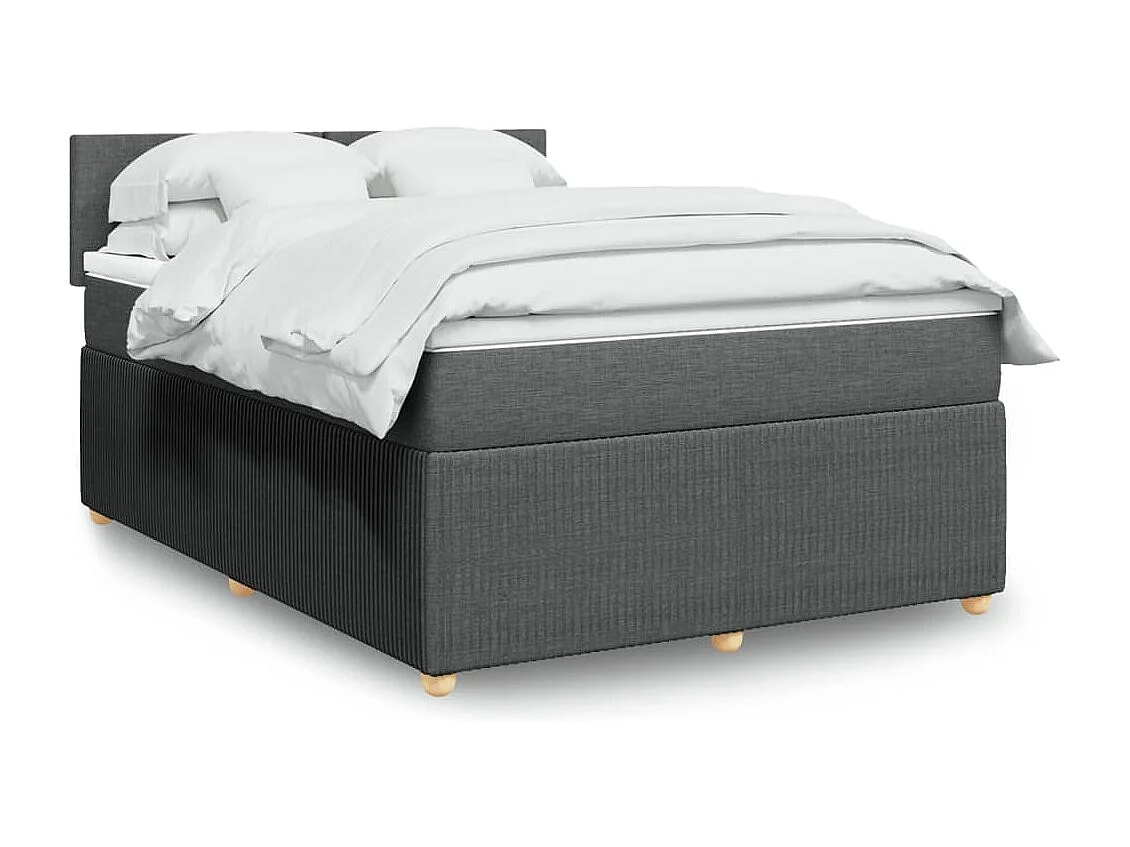 Boxspring met matras stof donkergrijs 140x190 cm
