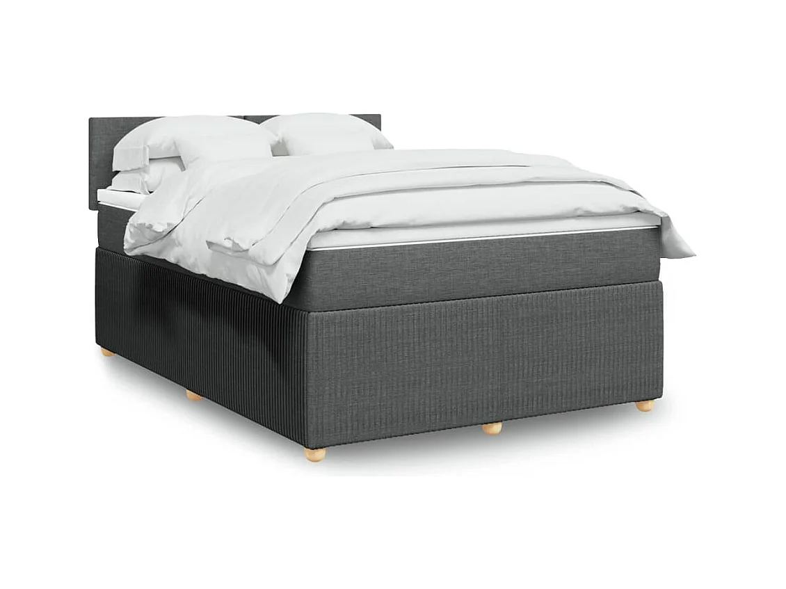 Sommier à lattes de lit avec matelas Gris foncé 140x190cm Tissu