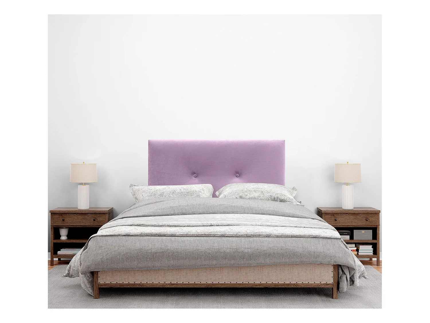 DHOME Testiera in Velluto Liscio con Bottoni 95x115 con Gambe Letto 80/90 - Rosa