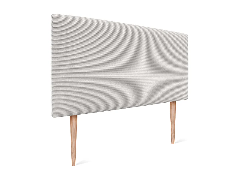 DHOME Glattes Cord-Kopfteil 145x105 mit Bettbeinen 120/135/140 – Knochenweiß