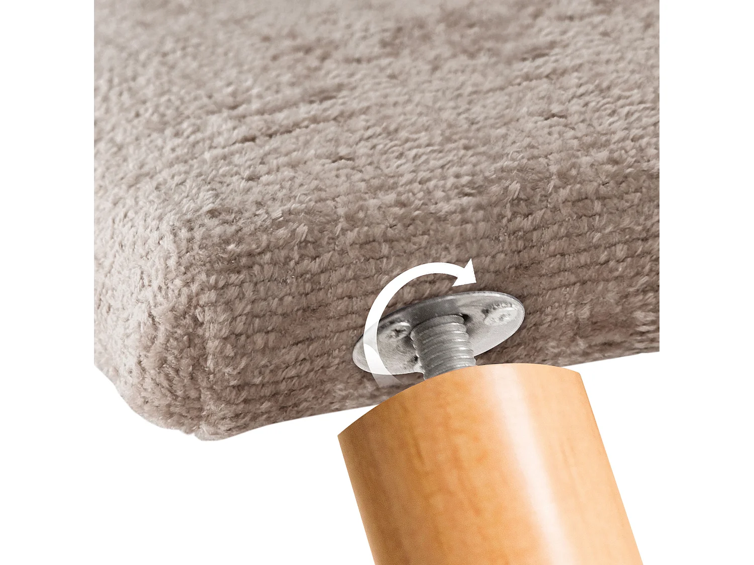 DHOME Kopfteil aus Naturwolle 105 x 115 cm mit Bettbeinen 105 – Hellbraun