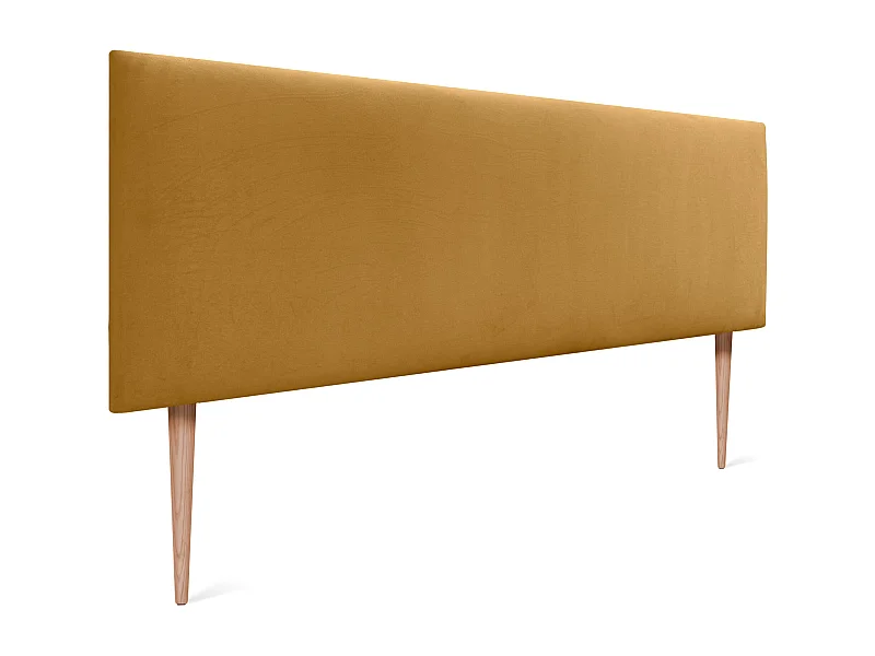 DHOME Tête de Lit Velours Lisse 150x105 avec Pieds de Lit 150/160 - Moutarde