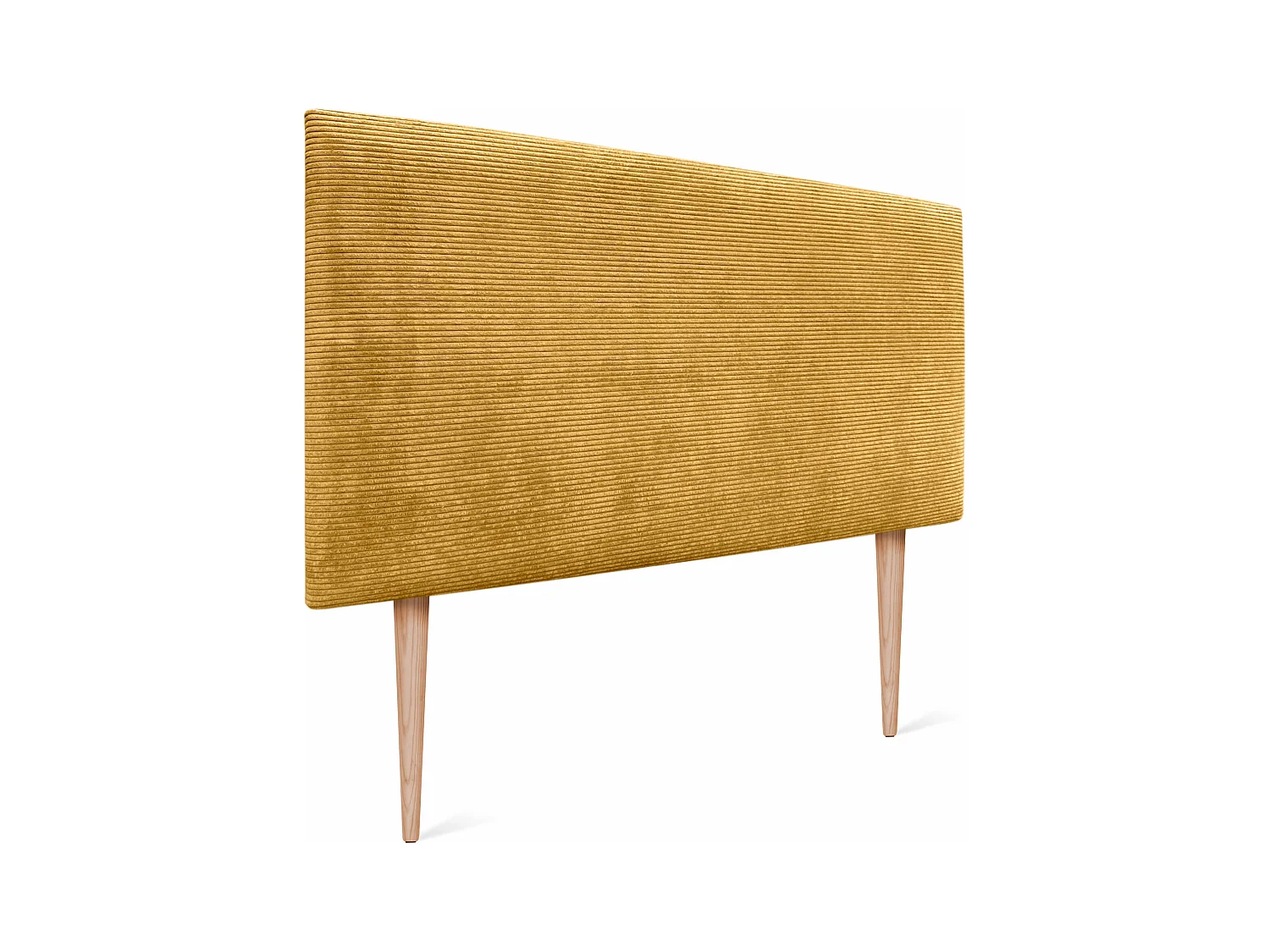 DHOME Tête de Lit Velours Côtelé Uni 105x105 avec Pieds de Lit 105 - Moutarde