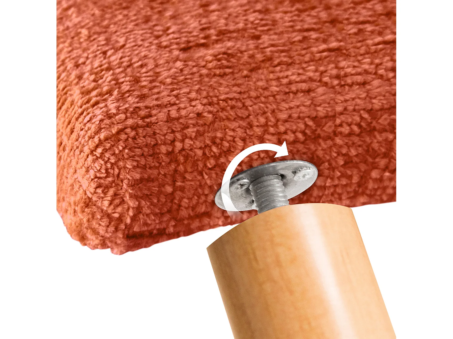 DHOME Testiera in lana naturale 105x105 cm con gambe letto 105 - Arancione