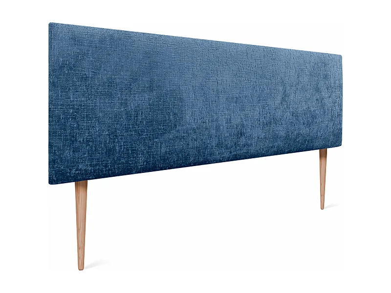 DHOME Kopfteil aus Naturwolle 145 x 115 cm mit Bettbeinen 140/135 – Blau