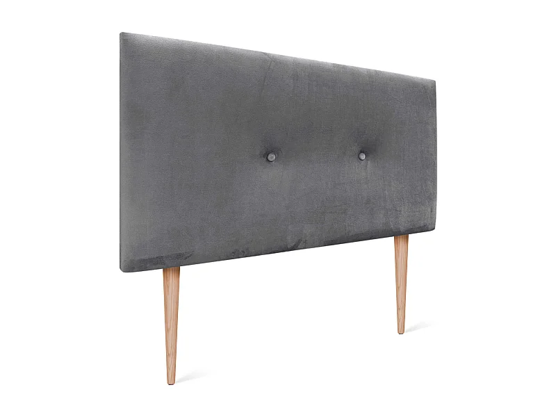 DHOME Kopfteil aus glattem Samt mit Knöpfen 105 x 115 mit Bettbeinen 105 – Aschgrau