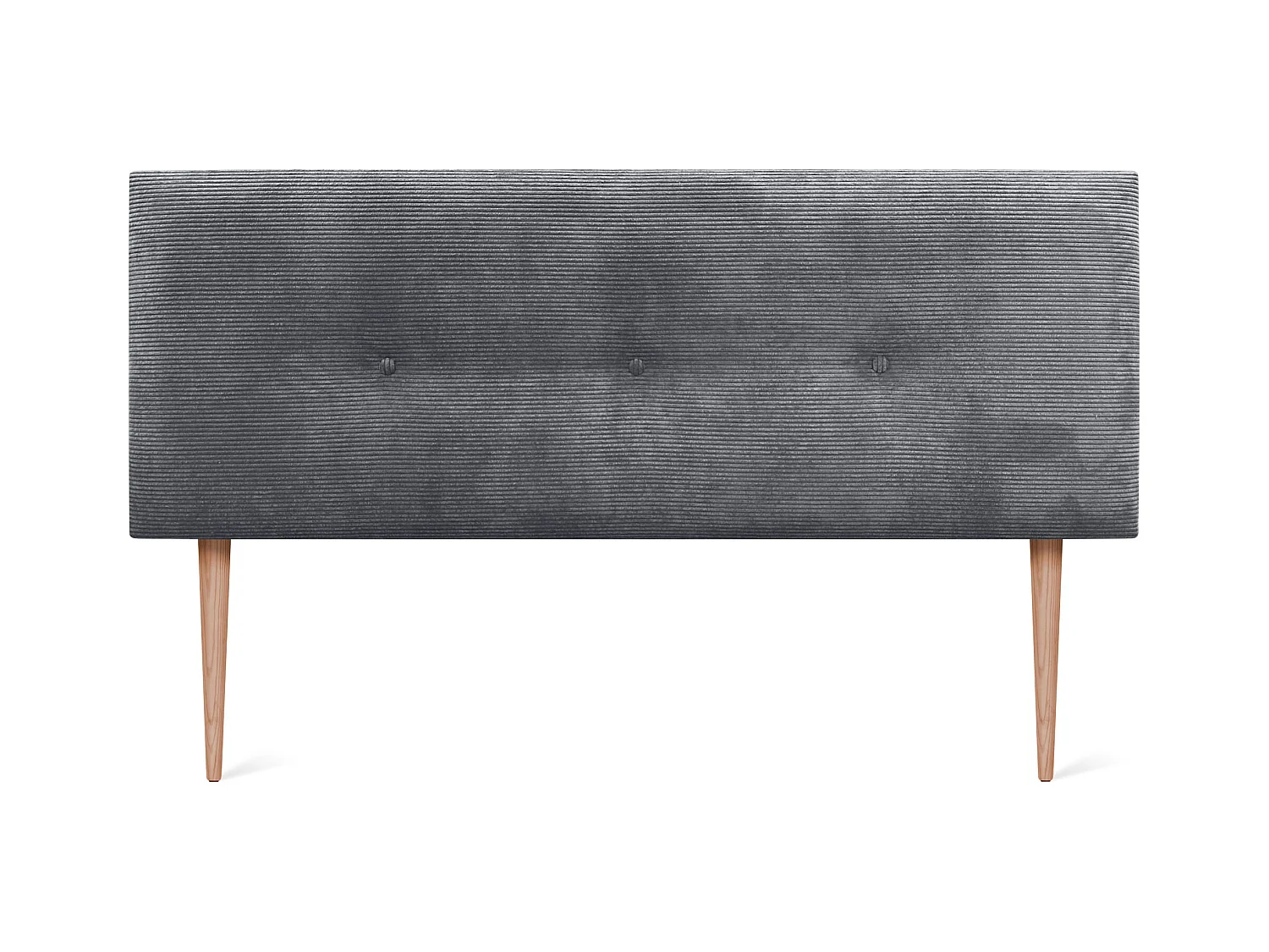 DHOME Effen corduroy hoofdbord met knopen 145x105 met bedpoten 120/135/140 - Donkergrijs