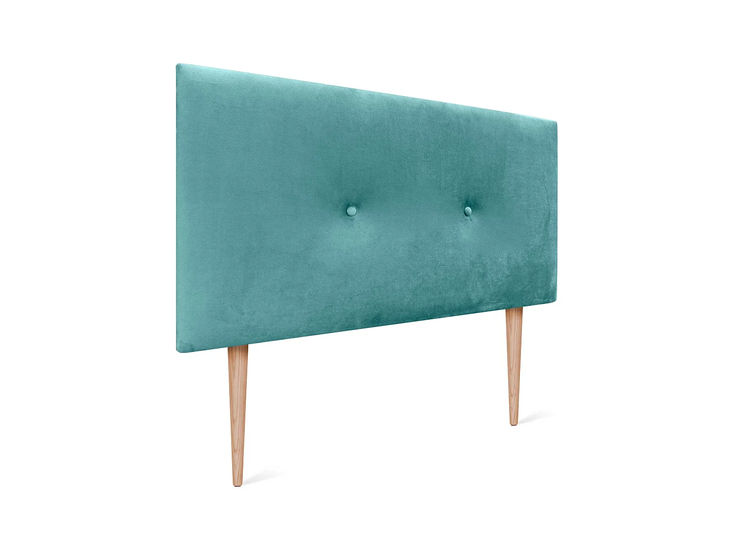 DHOME Tête de Lit Velours Lisse avec Boutons 105x115 avec Pieds de Lit 105 - Turquoise