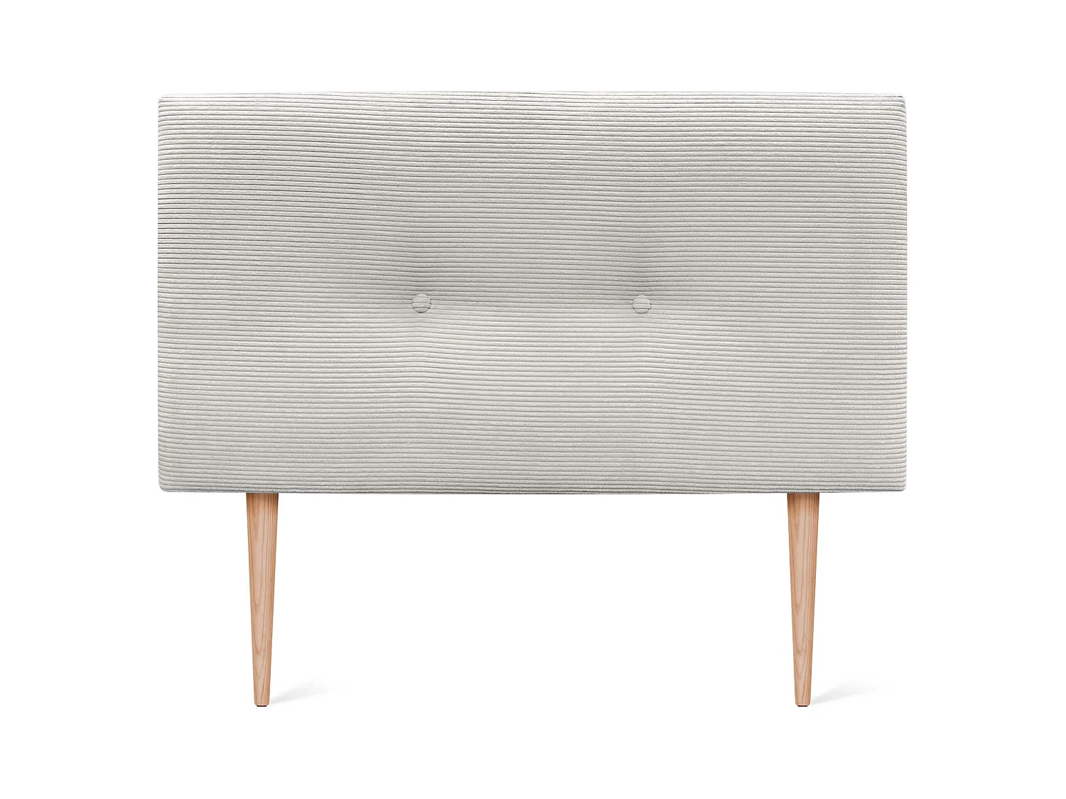 DHOME Tête de Lit Velours Côtelé Uni avec Boutons 95x105 avec Pieds de Lit 80/90 - Blanc Os