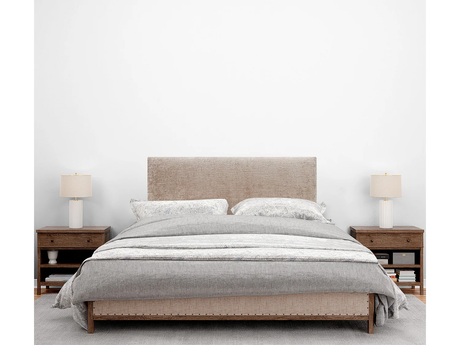 DHOME Tête de Lit en laine naturelle 95x50cm pour Lits 90 - Marron clair