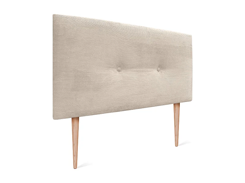 DHOME Einfarbiges Cord-Kopfteil mit Knöpfen 90x115 mit Bettbeinen 80/90 – Beige