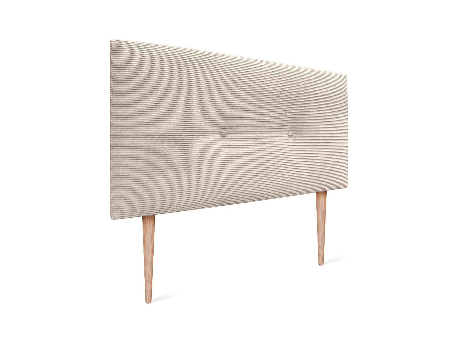 DHOME Tête de Lit Velours Côtelé Uni avec Boutons 90x115 avec Pieds de Lit 80/90 - Beige