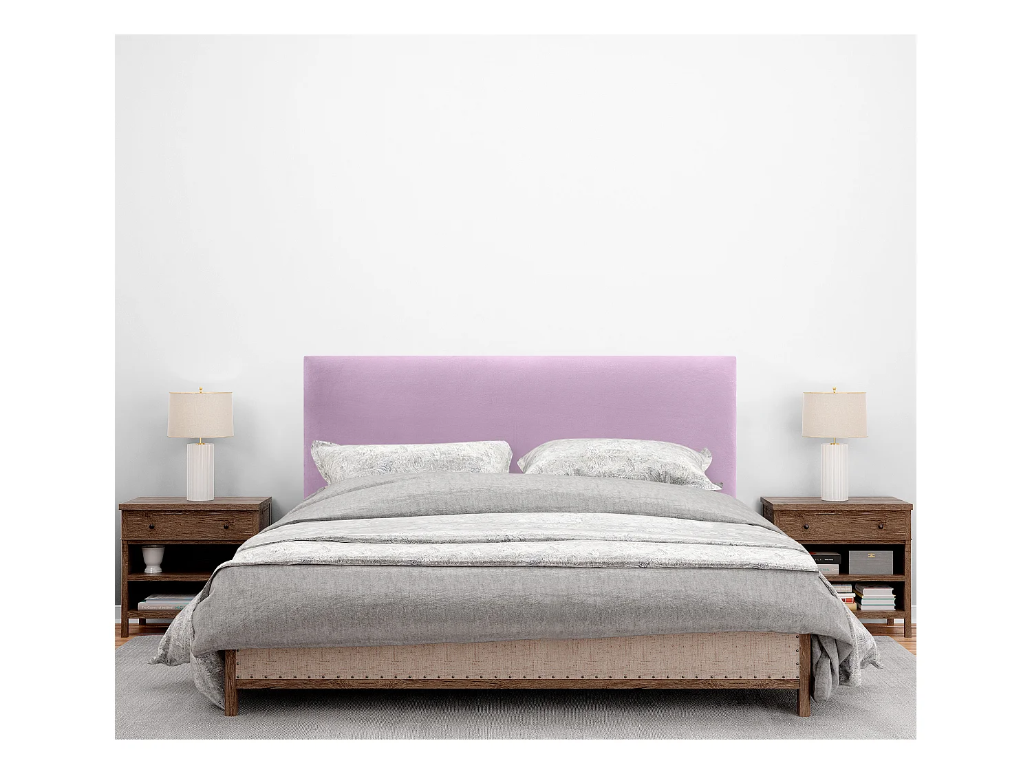 DHOME Testiera in Velluto Liscio 160x105 con Gambe Letto 150/160 - Rosa