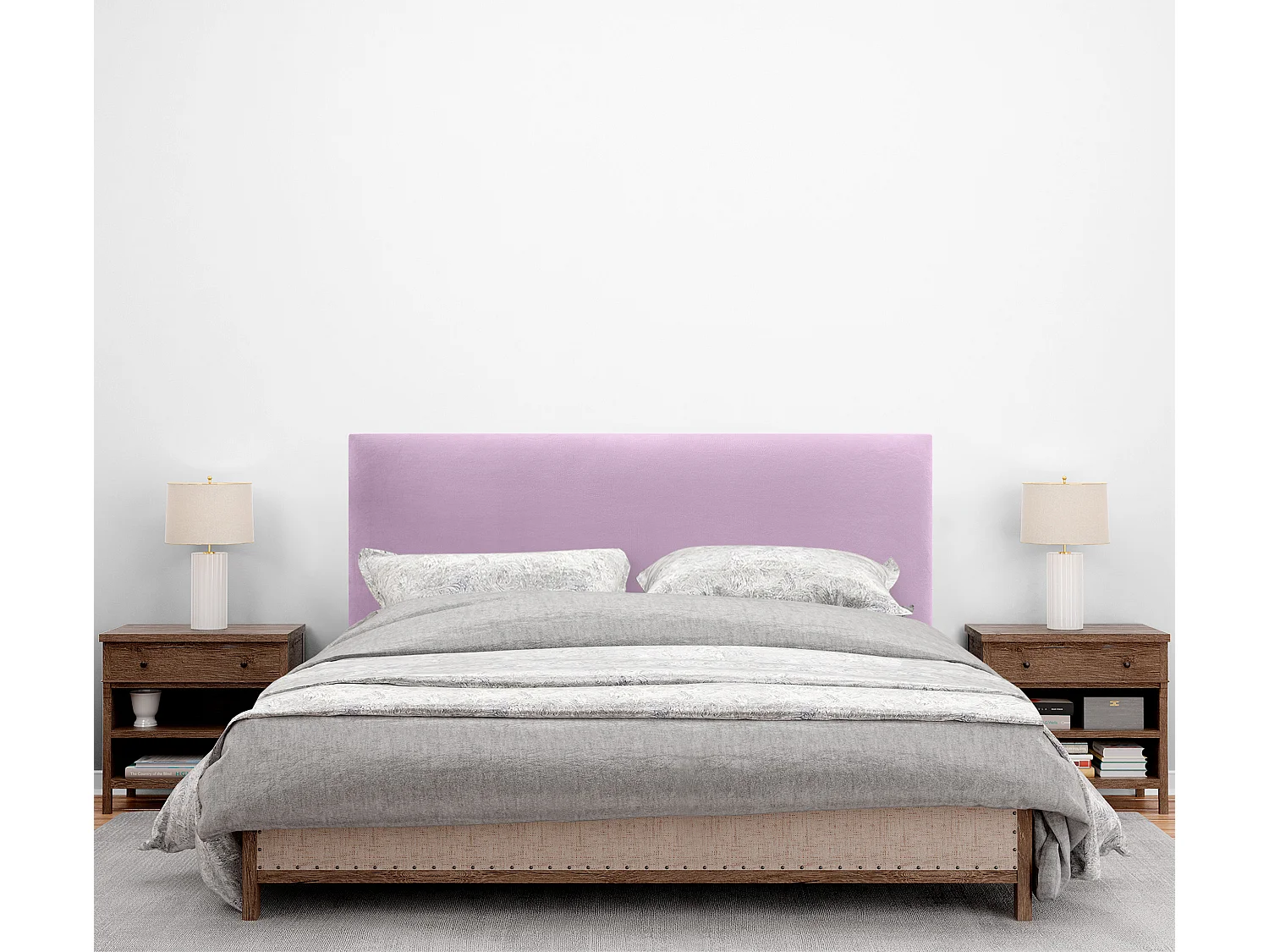 DHOME Tête de Lit Velours Lisse 160x115 avec Pieds de Lit 150/160 - Rose