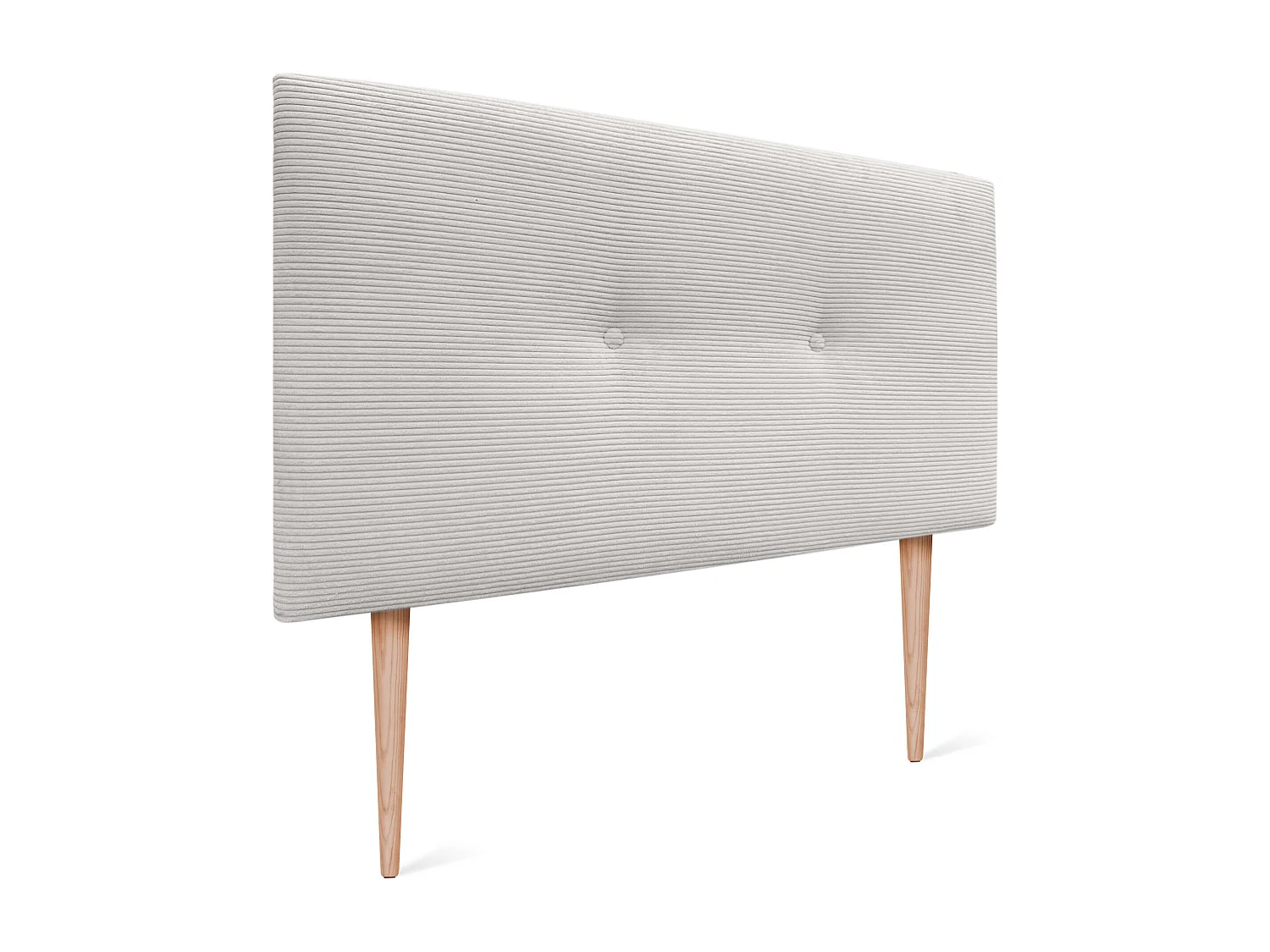 DHOME Tête de Lit Velours Côtelé Uni avec Boutons 95x115 avec Pieds de Lit 80/90 - Blanc Os