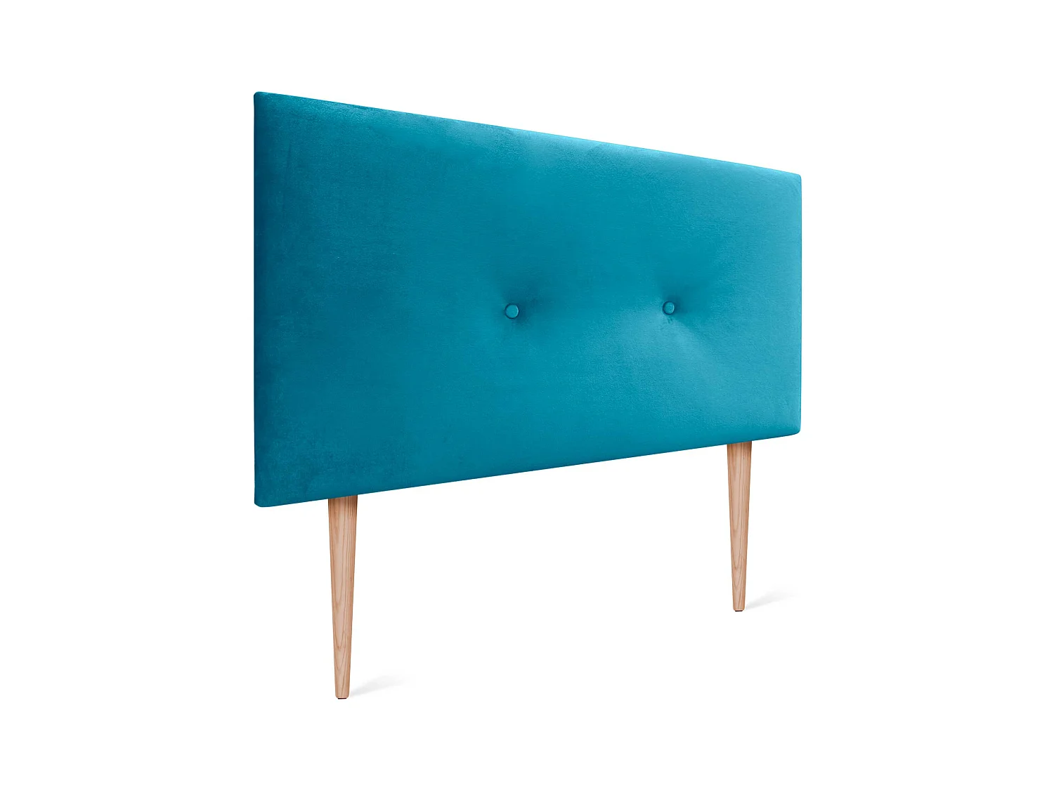 DHOME Tête de Lit Velours Lisse avec Boutons 95x115 avec Pieds de Lit 80/90 - Bleu Clair