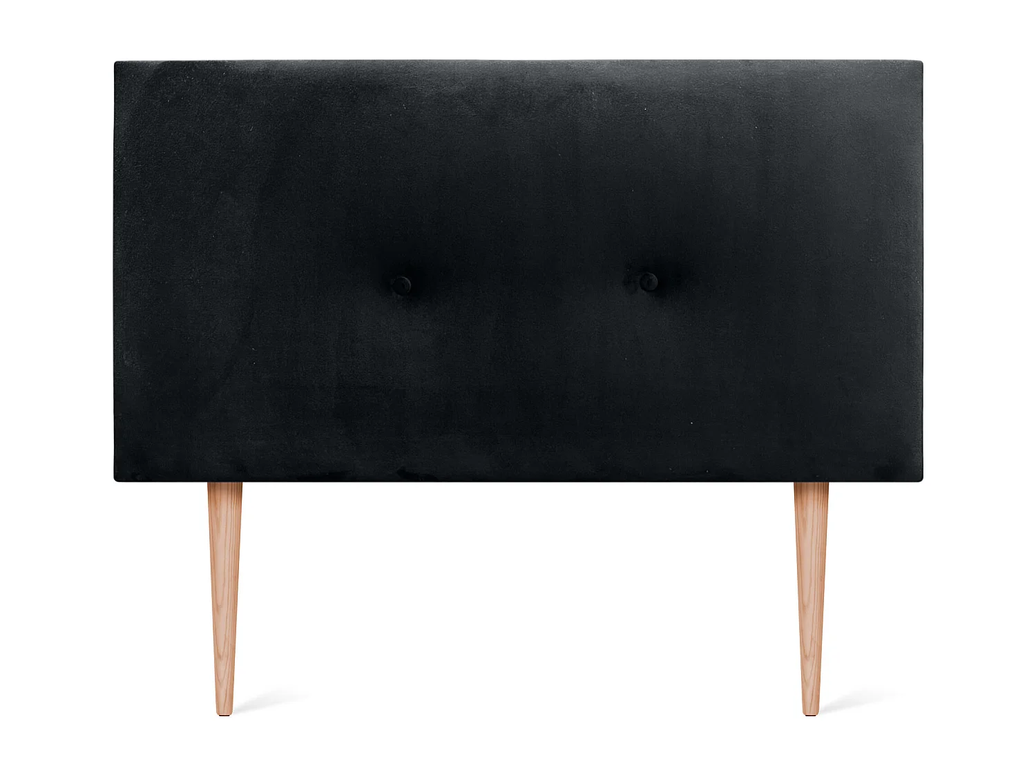 DHOME Kopfteil aus glattem Samt mit Knöpfen 95 x 115 mit Bettbeinen 80/90 – Schwarz