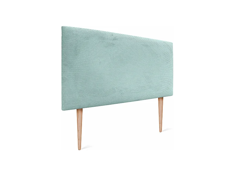DHOME Glattes Cord-Kopfteil 95x105 mit Bettbeinen 80/90 – Aquagrün