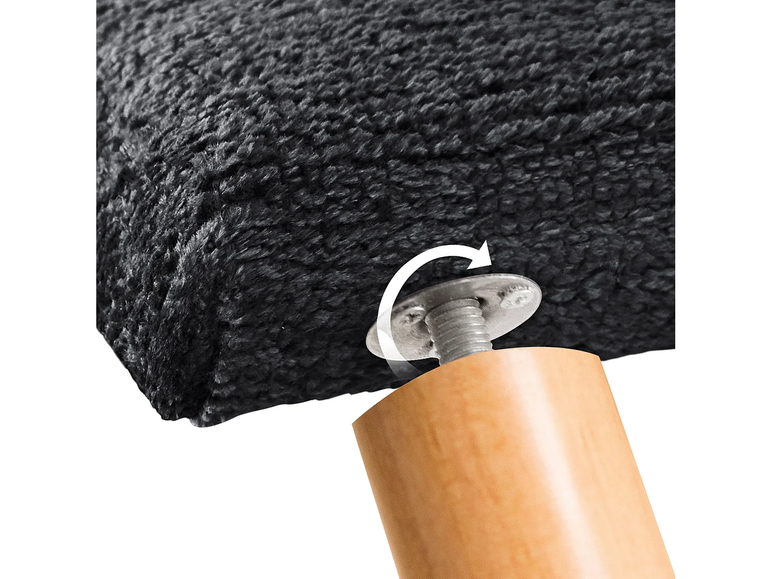 DHOME Kopfteil aus Naturwolle 80 x 115 cm mit Bettbeinen 80/90 – Schwarz