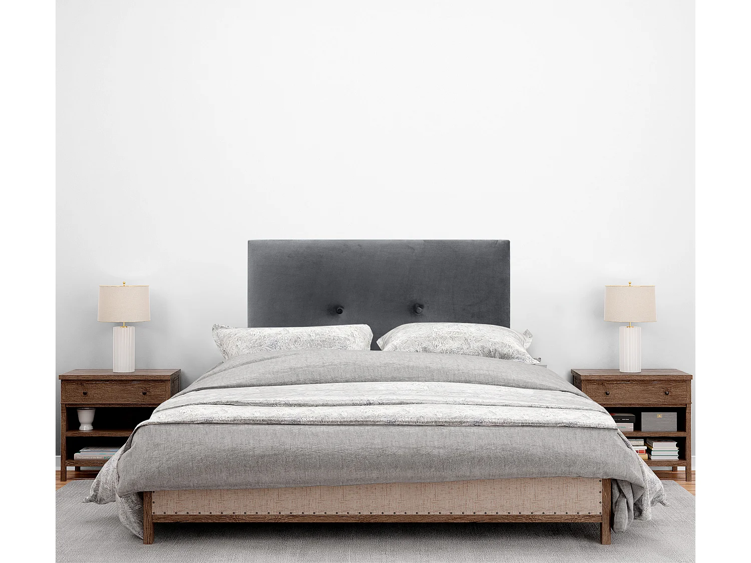 DHOME Tête de Lit Velours Lisse avec Boutons 105x50 Lits 105 - Gris Foncé