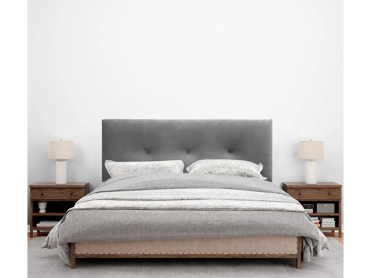 DHOME Tête de Lit Velours Lisse avec Boutons 145x60 Lits 120/135/140 - Gris Cendré