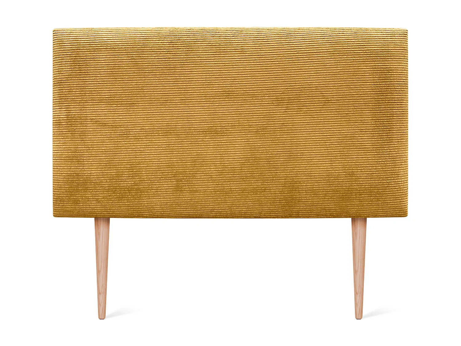 DHOME Tête de Lit Velours Côtelé Uni 90x115 avec Pieds de Lit 80/90 - Moutarde