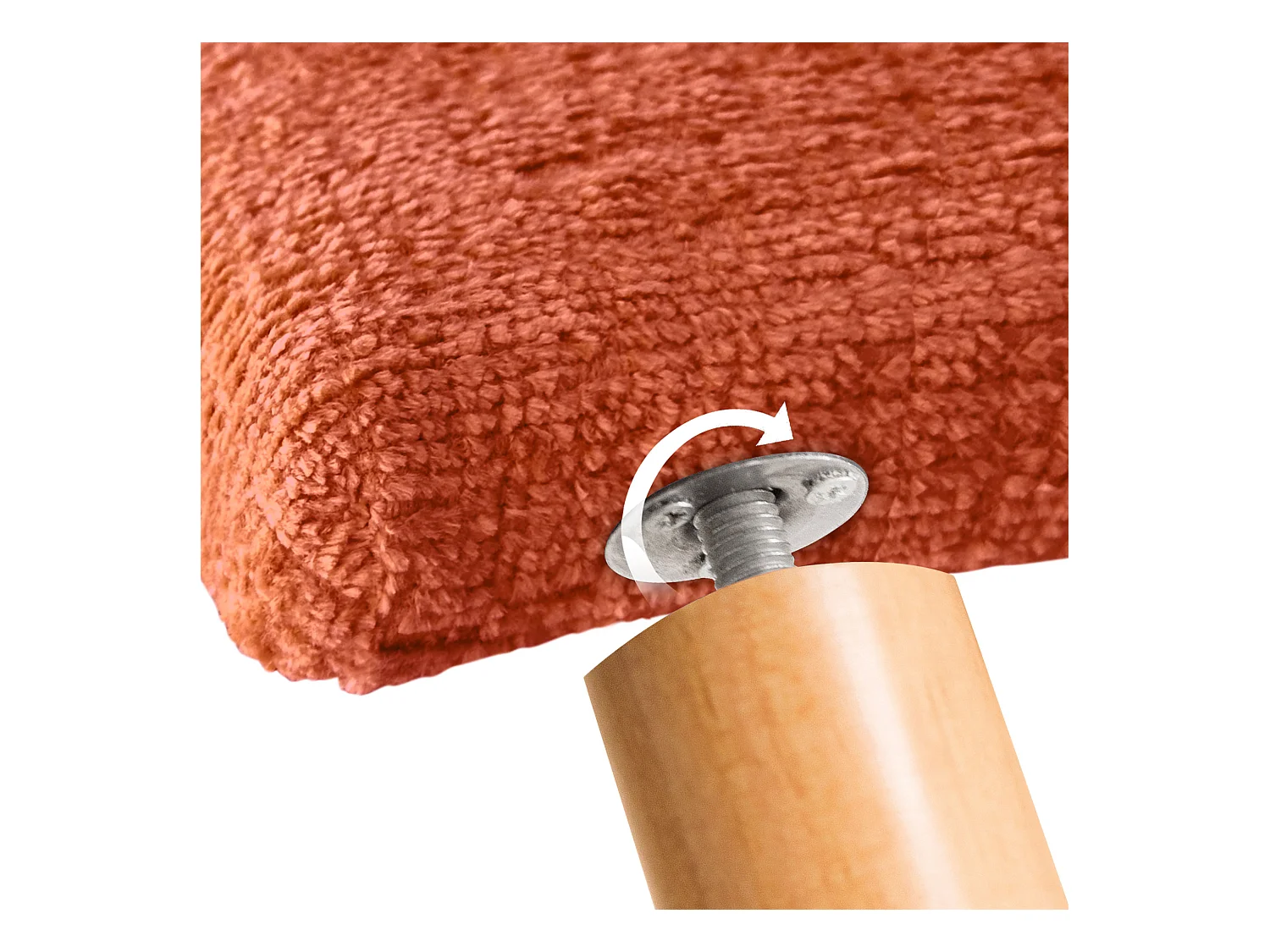 DHOME Kopfteil aus Naturwolle 80 x 105 cm mit Bettbeinen 80/90 – Orange