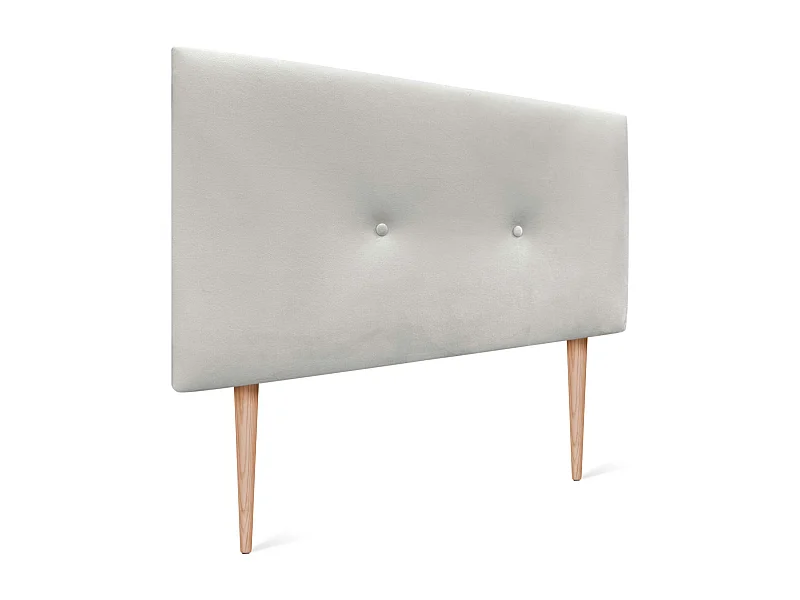 DHOME Cabeceira de veludo liso com botões 105x105 com Pernas de camas 105 - branco