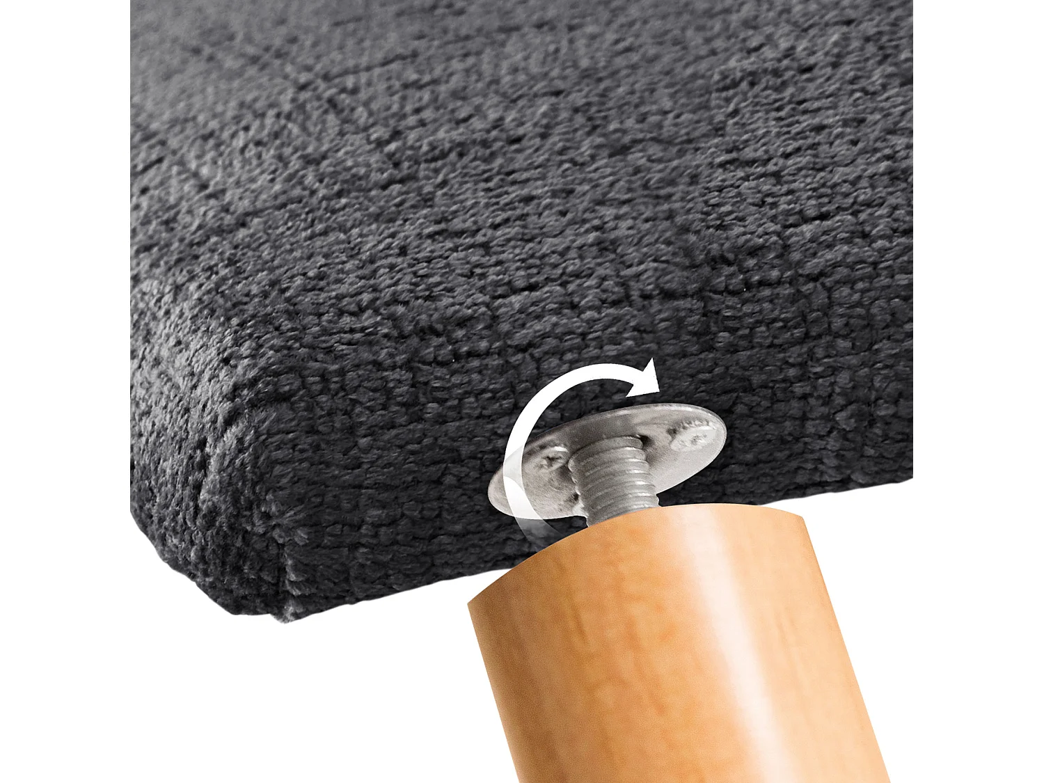 DHOME Hoofdbord van natuurlijke wol 90x105cm met bedpoten 80/90 - Donkergrijs