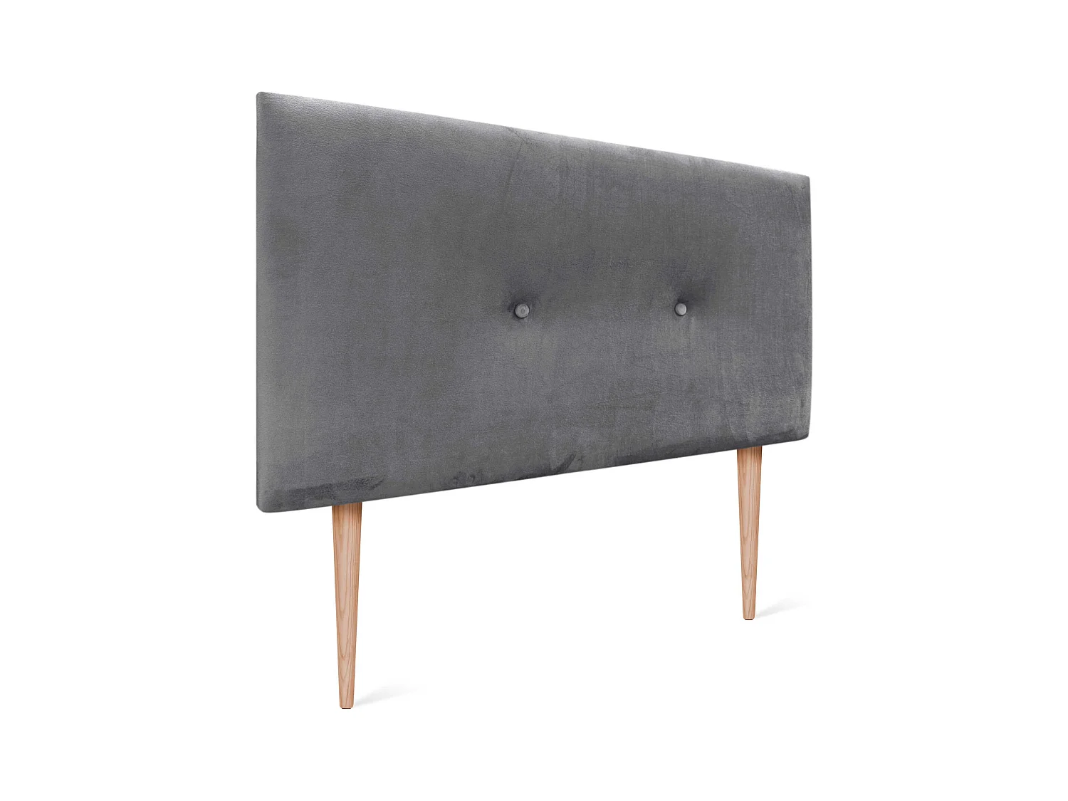 DHOME Glad fluwelen hoofdbord met knopen 80x105 met bedpoten 80/90 - Asgrijs