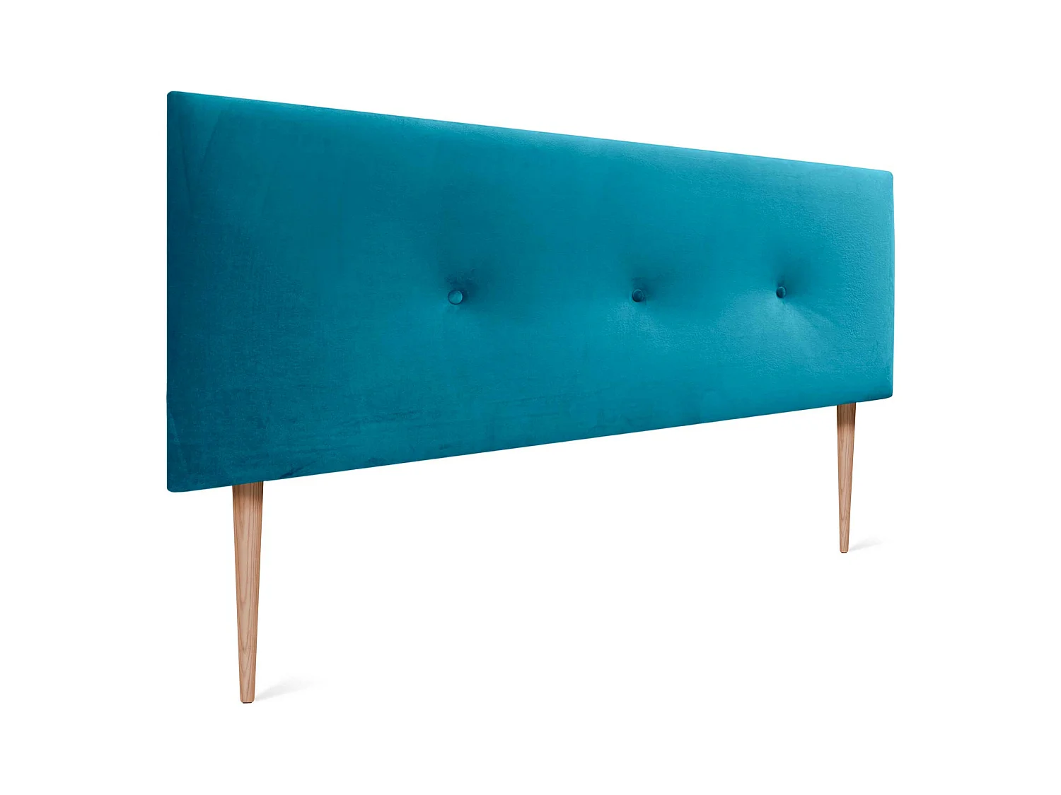 DHOME Tête de Lit Velours Lisse avec Boutons 135x115 avec Pieds de Lit 120/135/140 - Bleu Clair