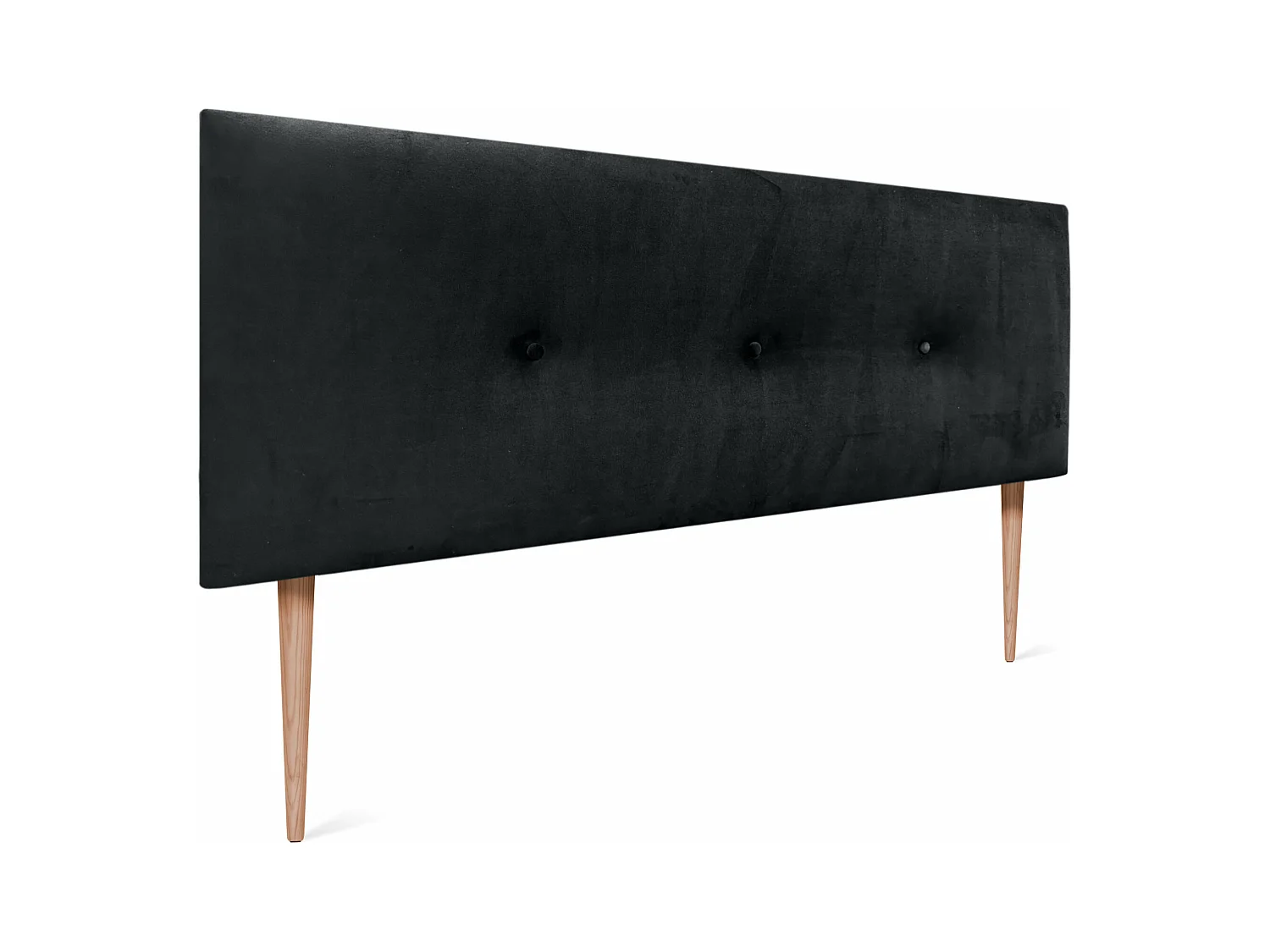 DHOME Tête de Lit Velours Lisse avec Boutons 145x105 avec Pieds de Lit 120/135/140 - Noir