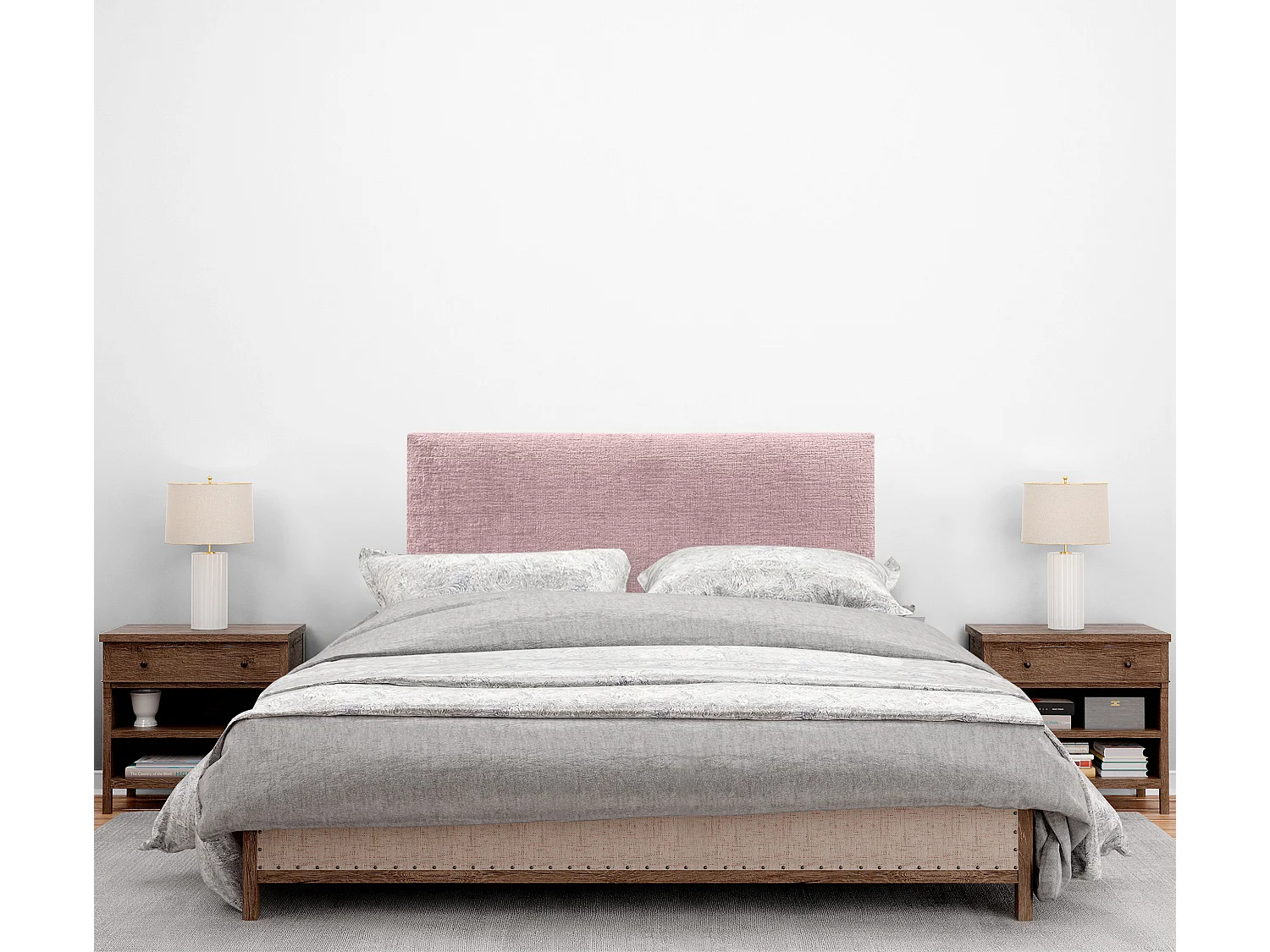 DHOME Testiera in lana naturale 95x105 cm con gambe letto 90 - Salmone