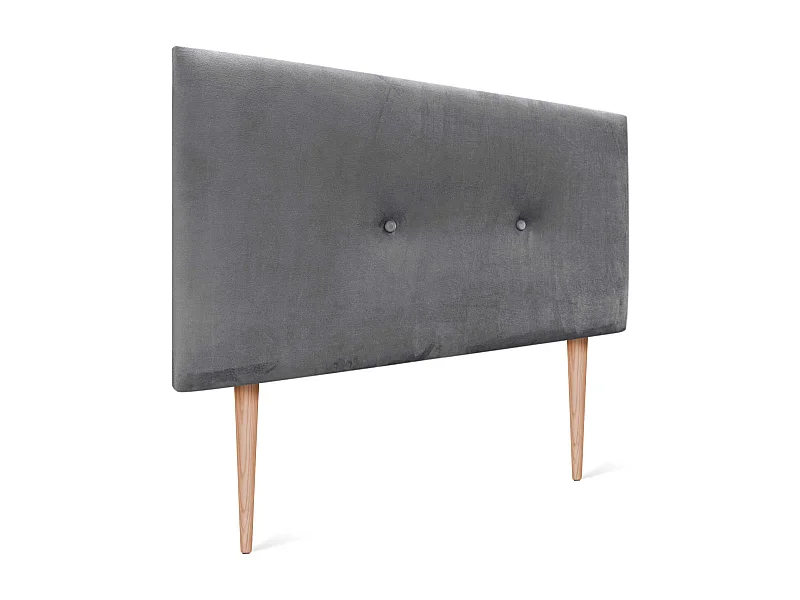 DHOME Glad fluwelen hoofdeinde met knopen 105x105 met bedpoten 105 - Asgrijs