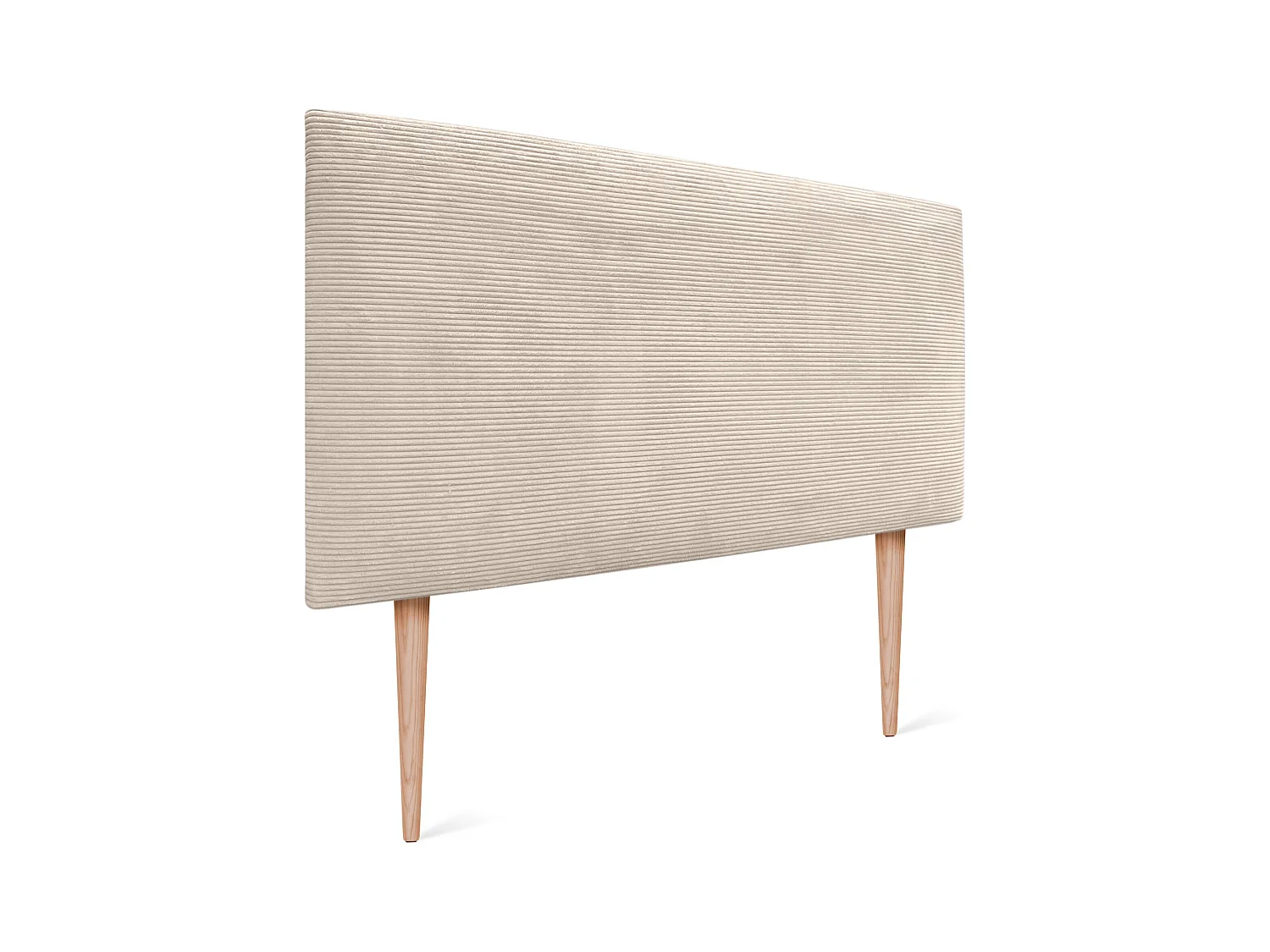 DHOME Tête de Lit Velours Côtelé Uni 160x115 avec Pieds de Lit 150/160 - Beige