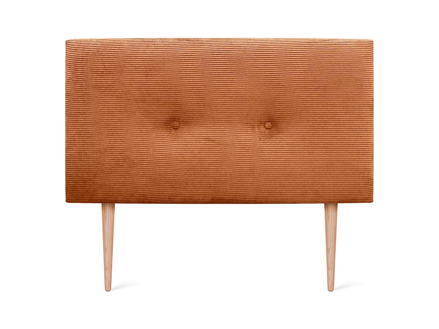 DHOME Tête de Lit Velours Côtelé Uni avec Boutons 110x115 avec Pieds de Lit 105 - Orange