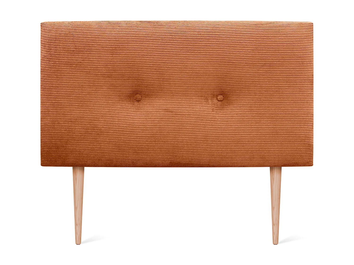 DHOME Tête de Lit Velours Côtelé Uni avec Boutons 110x115 avec Pieds de Lit 105 - Orange