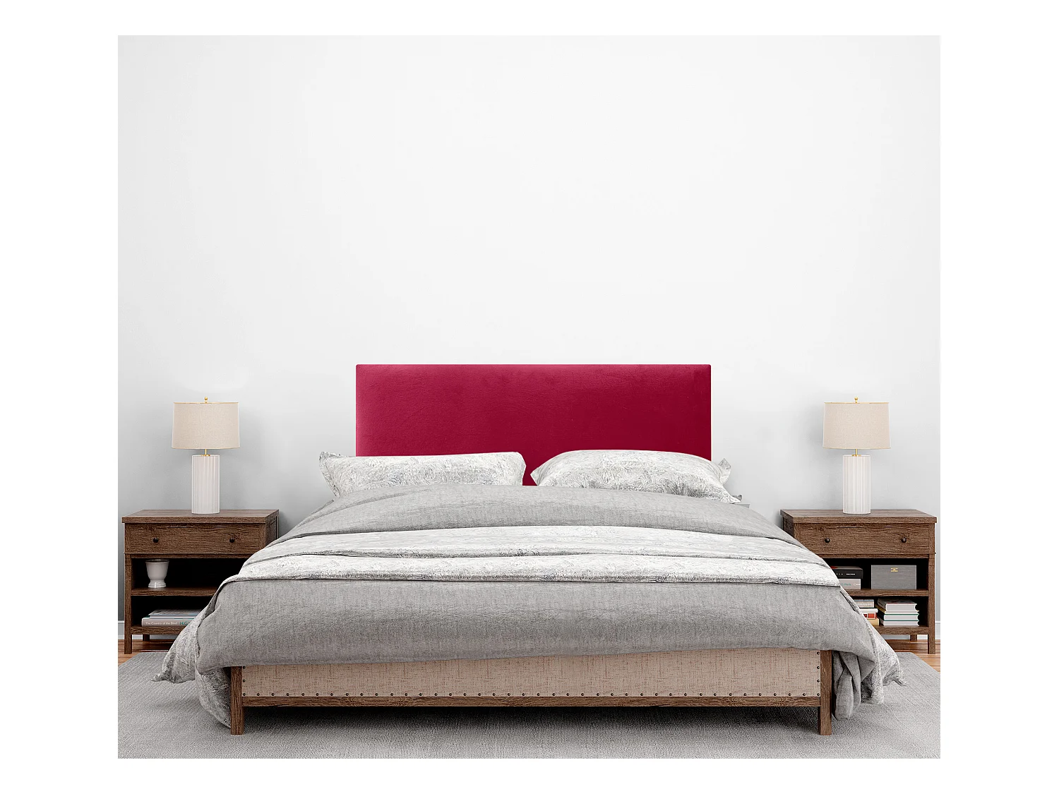DHOME Tête de Lit Velours Lisse 90x60 Lits 80/90 - Rouge