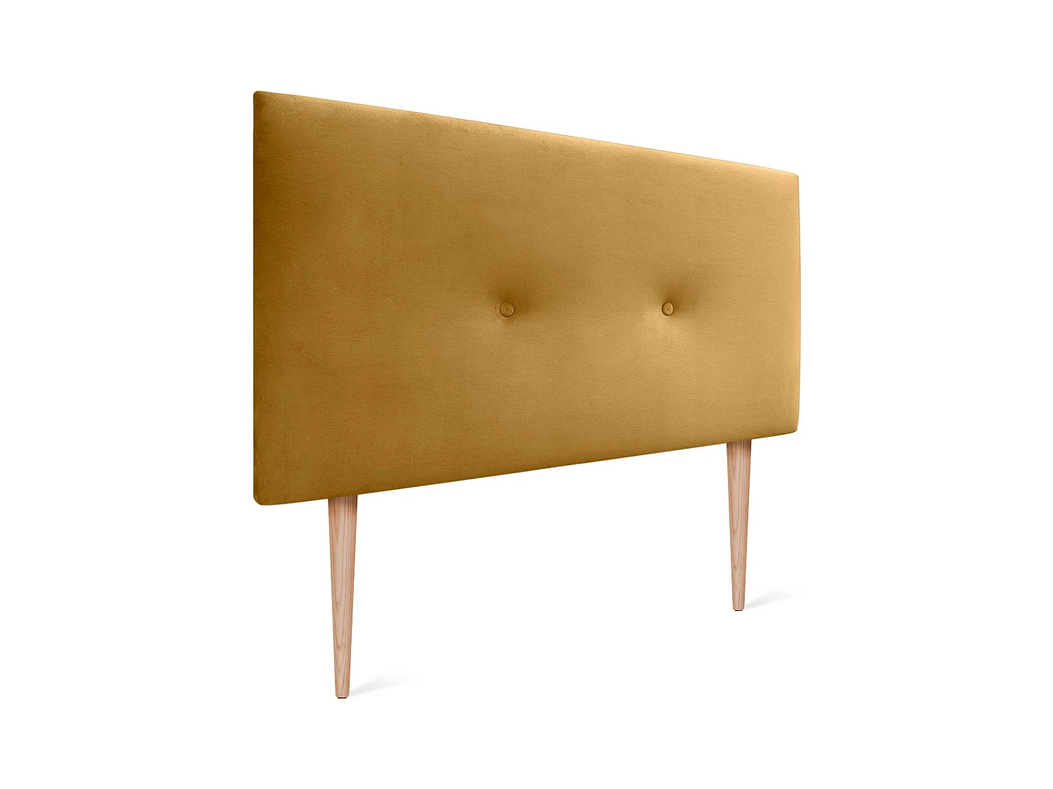 DHOME Tête de Lit Velours Lisse avec Boutons 110x115 avec Pieds de Lit 105 - Moutarde