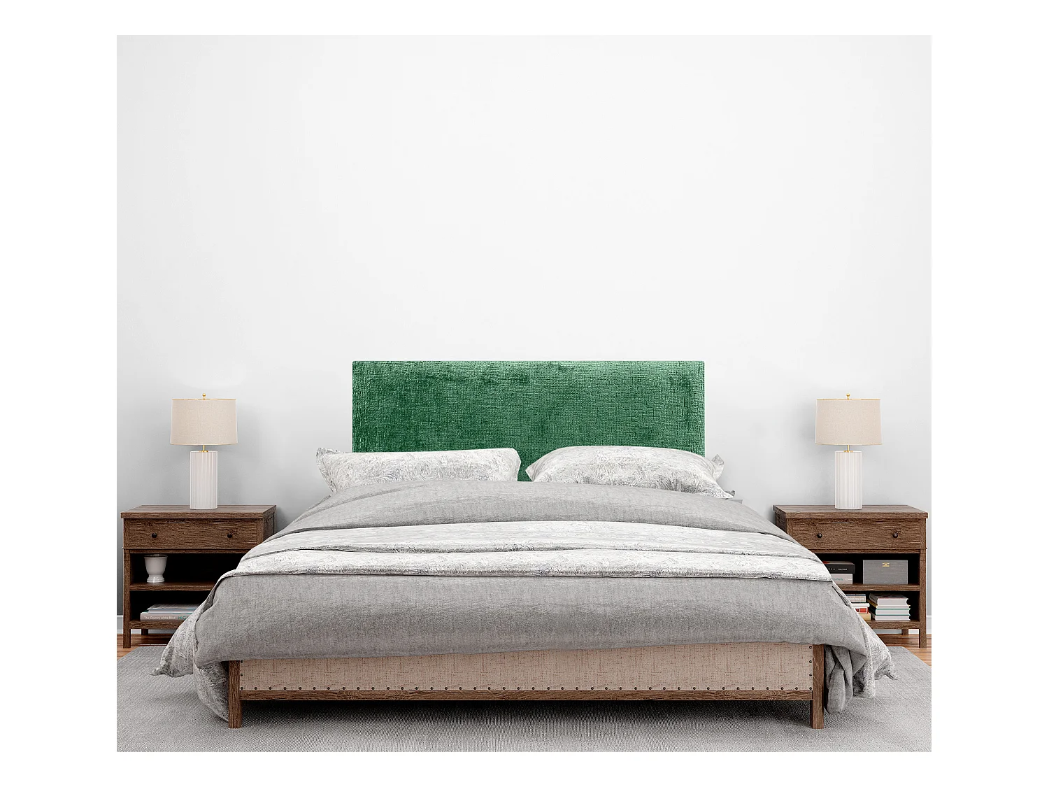 DHOME Tête de Lit en laine naturelle 90x50cm pour Lit 80/90 - Vert