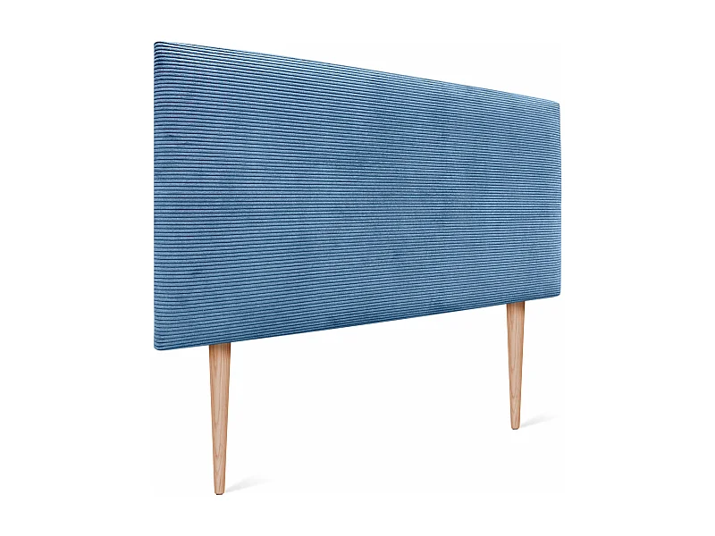 DHOME Tête de Lit Velours Côtelé Uni 160x115 avec Pieds de Lit 150/160 - Bleu