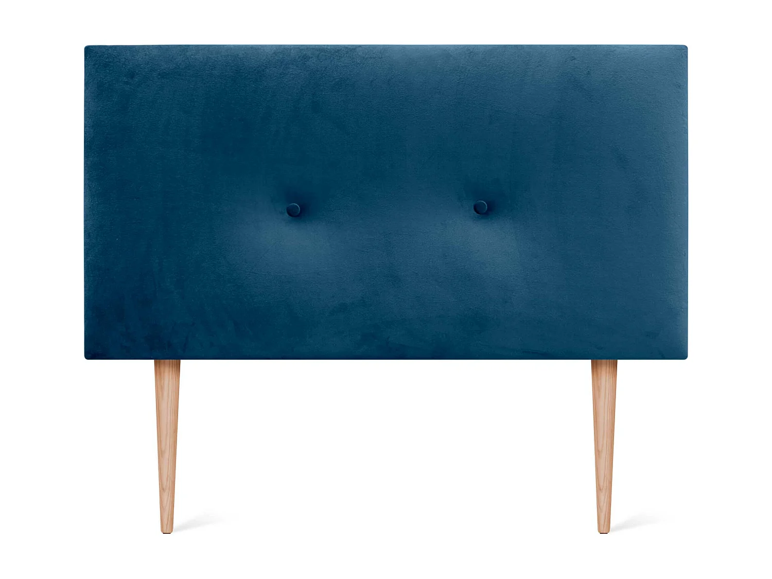 DHOME Kopfteil aus glattem Samt mit Knöpfen 110 x 115 mit Bettbeinen 105 – Blau