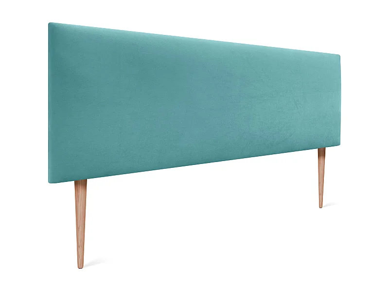 DHOME Kopfteil aus glattem Samt 145 x 115 mit Bettbeinen 120/135/140 – Türkis