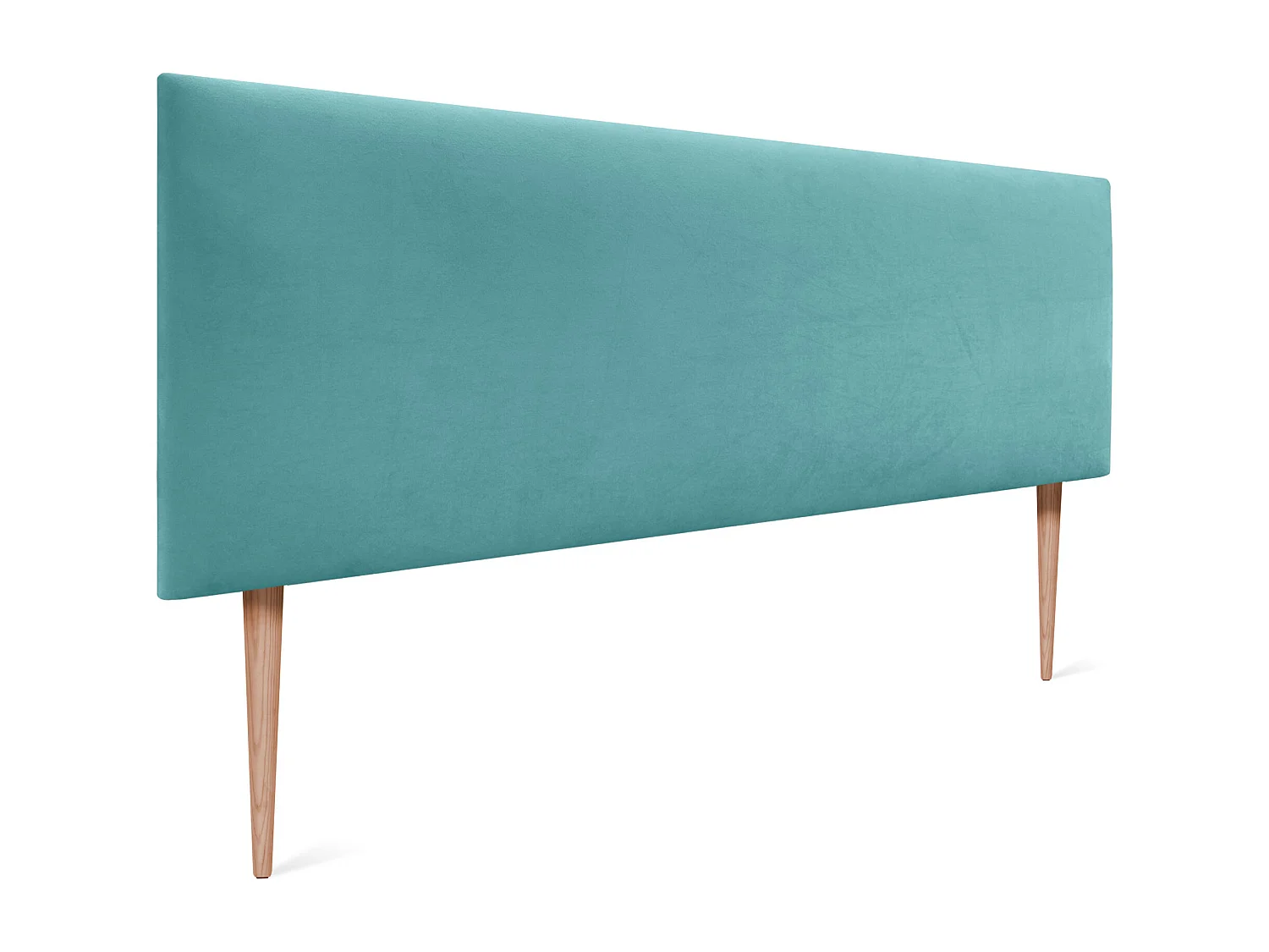 DHOME Kopfteil aus glattem Samt 145 x 115 mit Bettbeinen 120/135/140 – Türkis