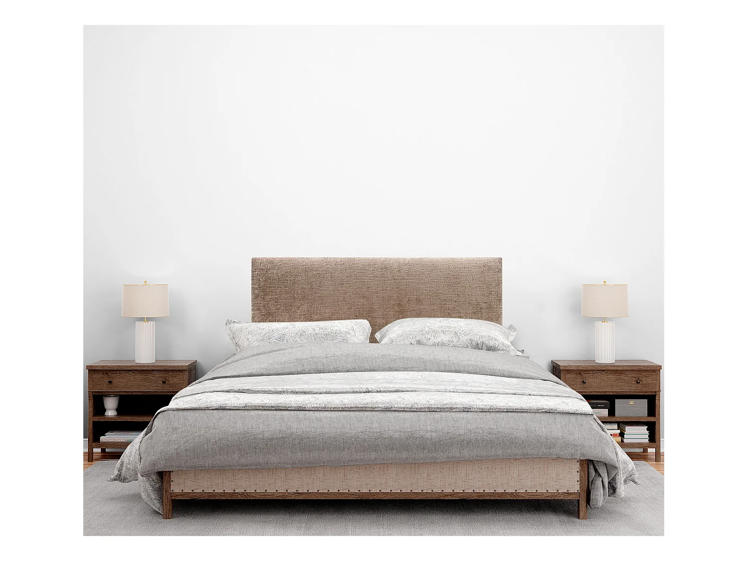 DHOME Tête de Lit Laine Naturelle 95x105cm avec Pieds de Lit 90 - Marron