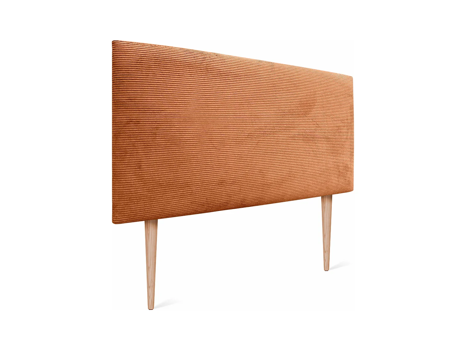 DHOME Tête de Lit Velours Côtelé Uni 160x105 avec Pieds de Lit 150/160 - Orange