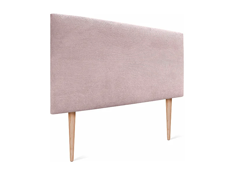 DHOME Tête de Lit Velours Côtelé Uni 80x105 avec Pieds de Lit 80/90 - Rose Pâle