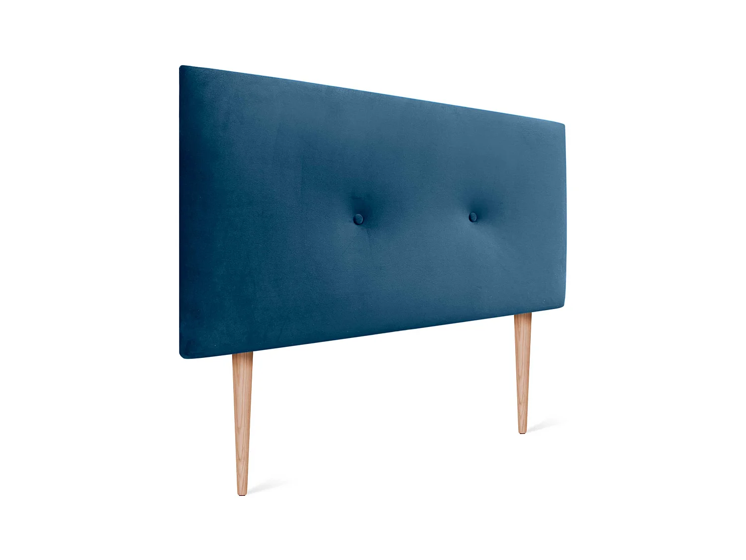 DHOME Tête de Lit Velours Lisse avec Boutons 95x105 avec Pieds de Lit 80/90 - Bleu