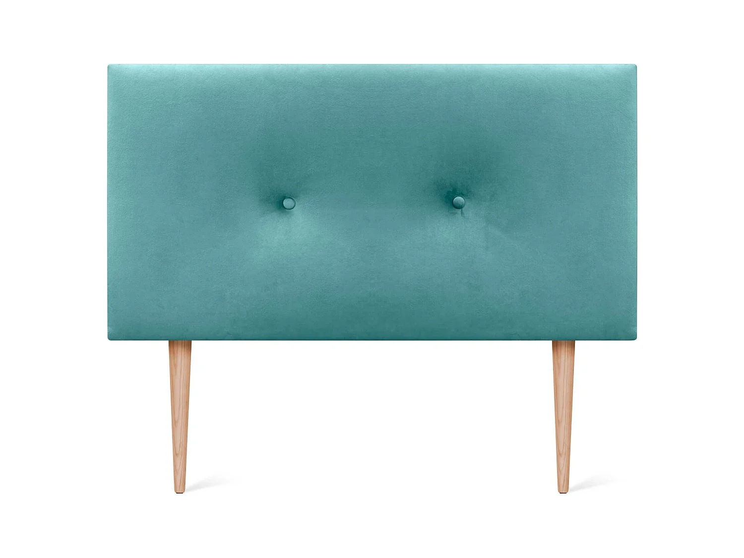 DHOME Tête de Lit Velours Lisse avec Boutons 95x105 avec Pieds de Lit 80/90 - Turquoise